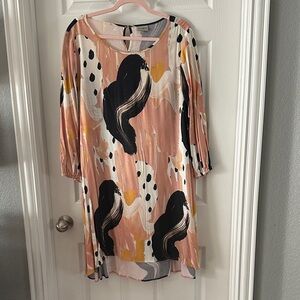 The Odell’s Abstract Print Dress in Pink and Black